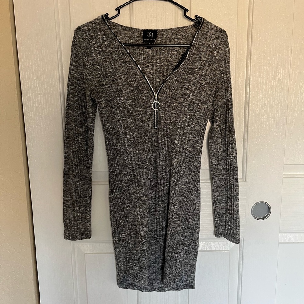 Derek Heart Charcoal Long Sleeve Dress